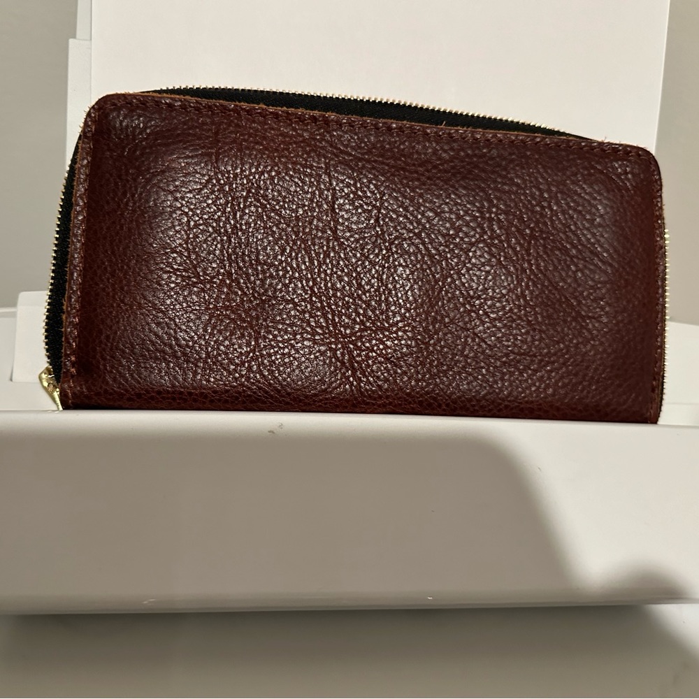 PORTLAND LEATHER GOODS ACCORDION ZIP WALLET- Nutmeg
